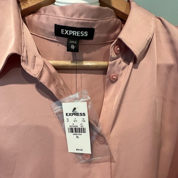 Express Tops - NWT express silk blend nude/mauve button down oversized fit